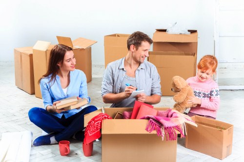 Islington residential move with boxes and furniture being carried