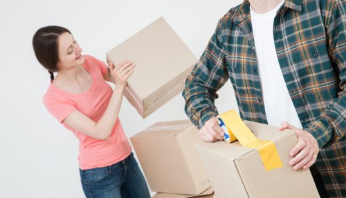 Boxes, desks, and IT equipment ready for office removals in Islington