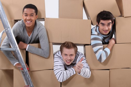 Unpacking boxes and organizing a new home after moving