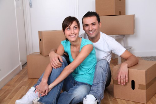 Furniture and boxes being transported during a removal in Islington