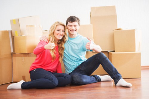Packed boxes and furniture prepared for a local move